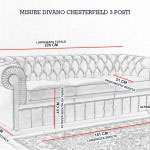 Schéma des dimensions canapé Chesterfield 3 places