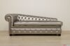 Chesterfield méridienne en faux cuir argenté