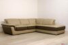 Canapé d'angle moderne en cuir marron et beige