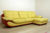 Canapé moderne en cuir avec péninsule jaune et rouge