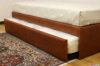 Lit double en cuir marron vieilli