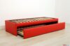 Lit simple avec lit gigogne en similicuir rouge