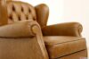 Accoudoir fauteuil bergère marron cuir vintage
