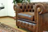 Fauteuil Chester vintage en cuir marron