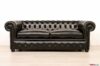 Canapé Chester en cuir noir brillant