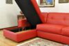 Chaise longue de rangement en cuir rouge