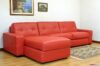Canapé moderne avec péninsule en cuir rouge