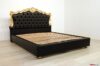 Lit double baroque en noir et feuille d'or