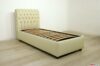 Lit simple Chesterfield en cuir beige