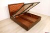 Lit de rangement en cuir marron