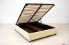 Lit coffre double en tissu beige avec pieds hauts