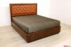 Lit double en cuir marron