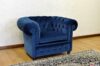 Fauteuil Chesterfield en velours bleu