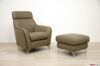 Fauteuil moderne avec pouf en cuir gris