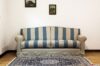 Canapé convertible en tissu rayé bleu avec housse amovible