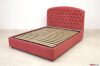 Lit double Capitonné avec coffre de rangement en microfibre rose