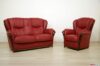 Salon classique en cuir rouge et bois