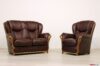 Salon classique en cuir avec cadre en bois