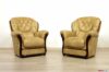 Fauteuils classiques en cuir avec détails en bois
