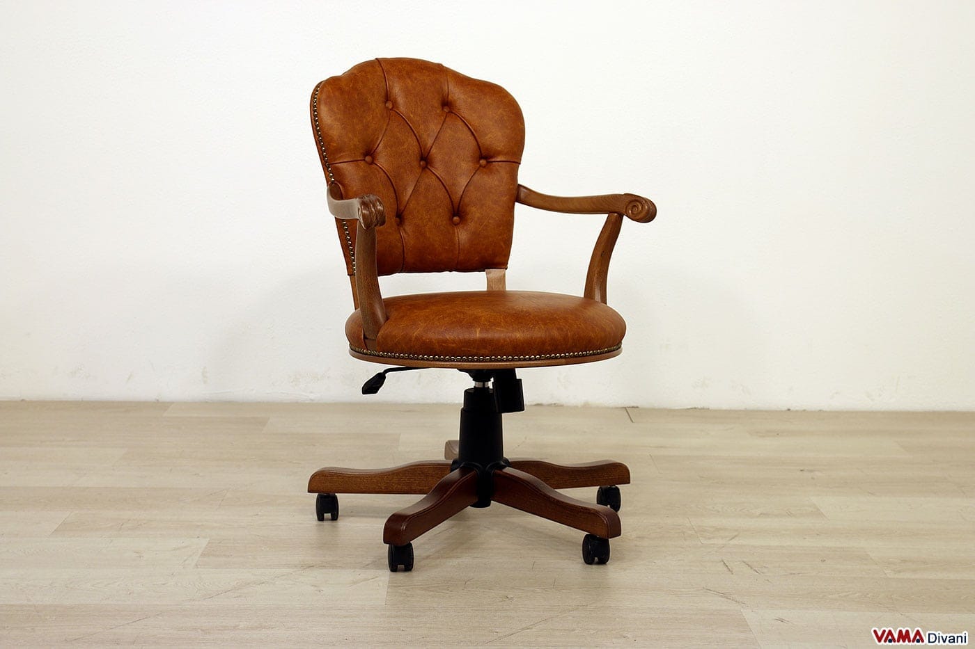 Chaise de bureau pivotante Rachele en bois