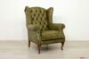 Fauteuil bergère classique en cuir vintage vert