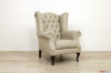 Fauteuil bergère classique en cuir ivoire