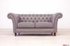 Canapé Chesterfield 2 places en cuir souple gris tourterelle