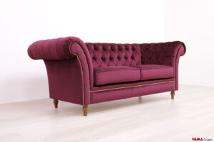 Canapé Chesterfield Winchester en velours avec pieds hauts