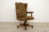 Fauteuil de bureau classique en bois et cuir brun