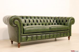 Canapé Chesterfield Roma en cuir vert