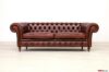 Canapé Chesterfield Roma en cuir rouille vieilli à la main