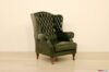 Fauteuil bergère Chesterfield à haut dossier