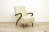 Fauteuil des années 1950 en tissu amovible et accoudoirs en bois