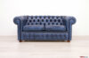 Canapé Chesterfield 2 places en cuir bleu vintage