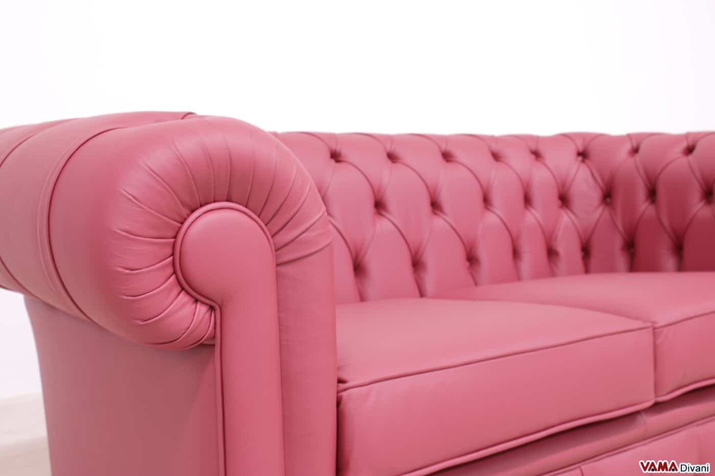 Coussins d'assise du canapé Chesterfield 2 places en cuir rouge foncé